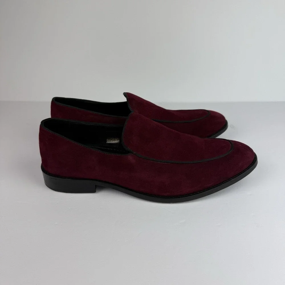 Anthony Veer Loafer‎ Burgundy Suede Velvet Men's S 11 Festive Formal Dress Shoes